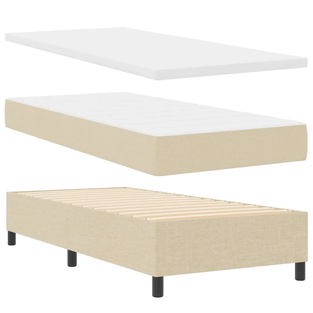 Letto a Sorgente LED con materasso Crema 90 x 190 cm Tessuto