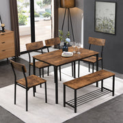 Set tavolo da pranzo con sedute in MDF marrone