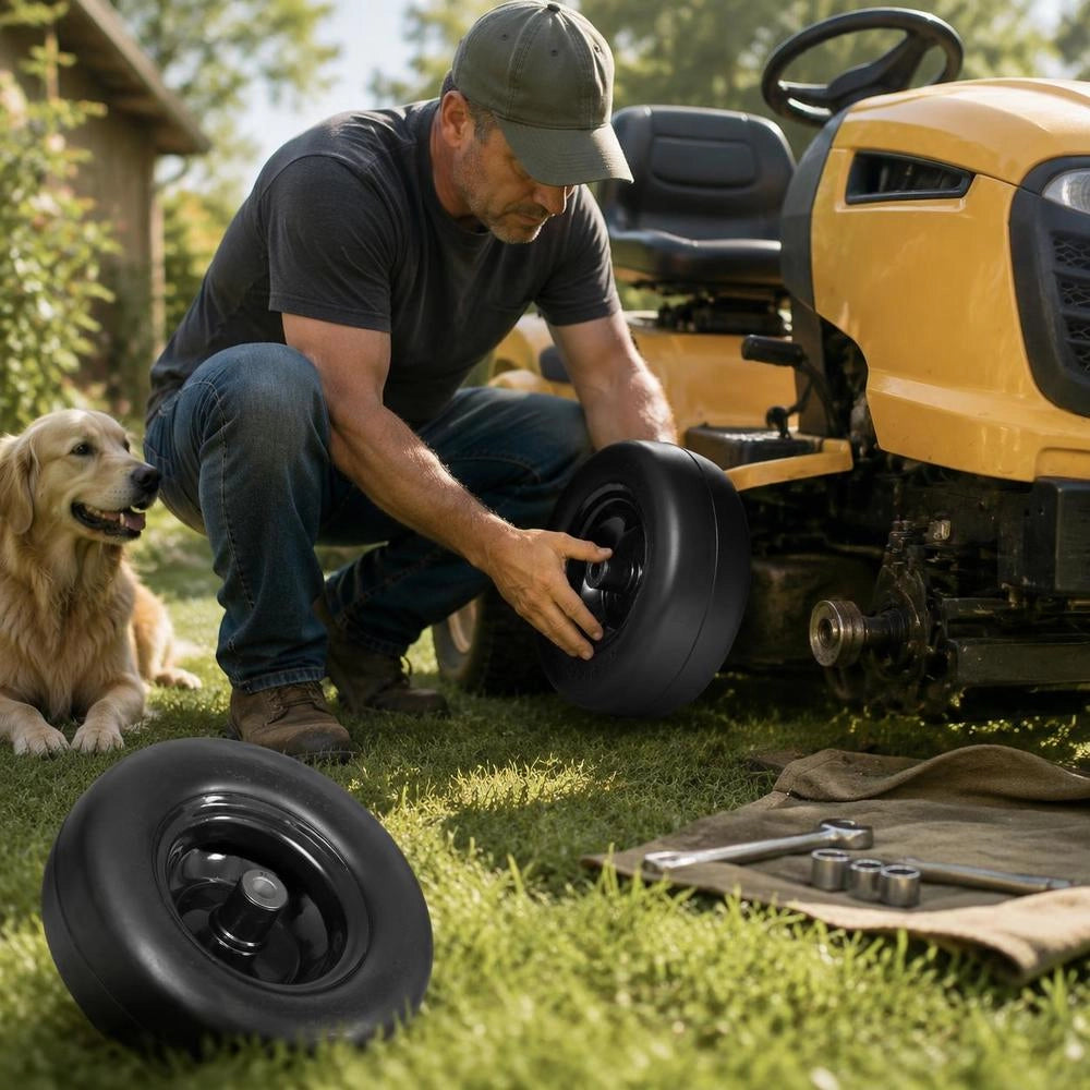 Lawn Mower Tire With Rim, 278 X 100-127 Mm Tubeless Tractor Tire, 2-pack Tire And Wheel Assembly, Puncture-proof PU Tire, 3.4 Inch Centered Hub, 3/4 Inch Bushing Size