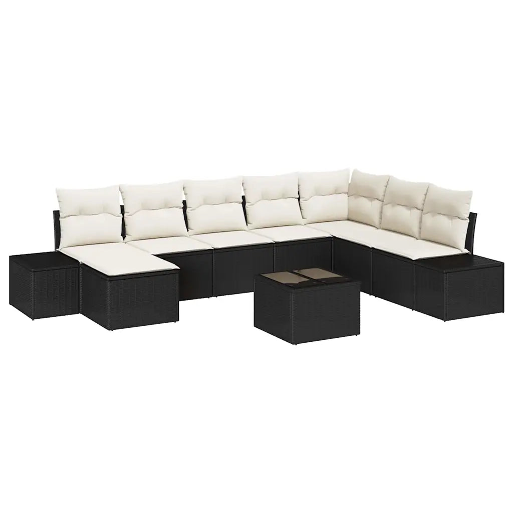 Set Divano da Giardino 8 pcs Nero e Crema polyrattan 3355856