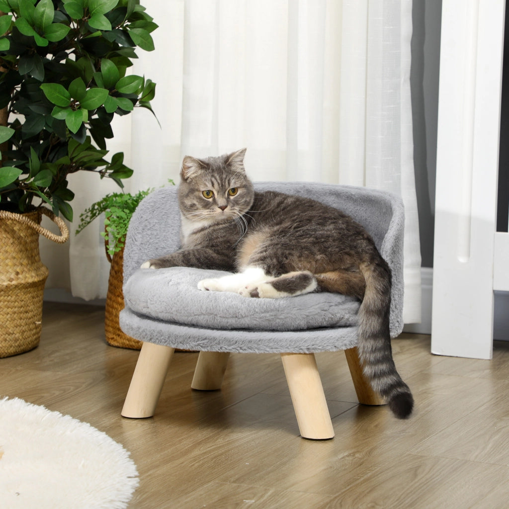 Lettino per gatti e cani piccoli Ø40,5x33 cm grigio con cuscino lavabile, uso interno