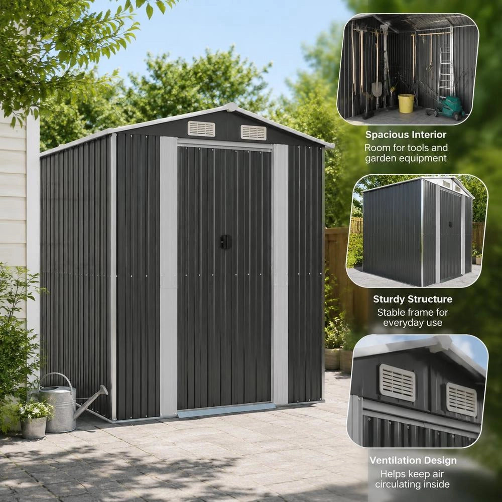 Garden Shed, Anthracite, 192x191x223 Cm, Galvanized Steel
