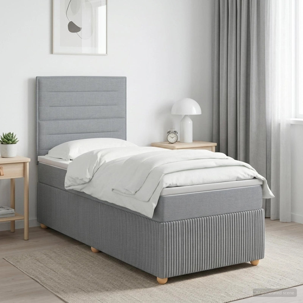 Letto box spring con materasso Grigio Chiaro Singolo Tessuto 3454685