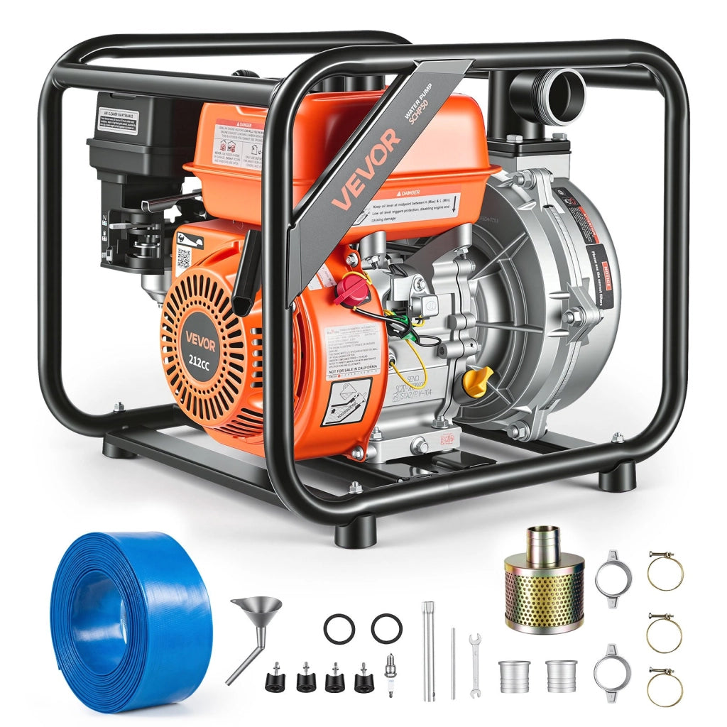 Motopompa a Benzina SCHP50 6 CV 29072 L/h con Tubo 7,6m e Porta 50,8 mm per Irrigazione Giardino Prato e Laghetti
