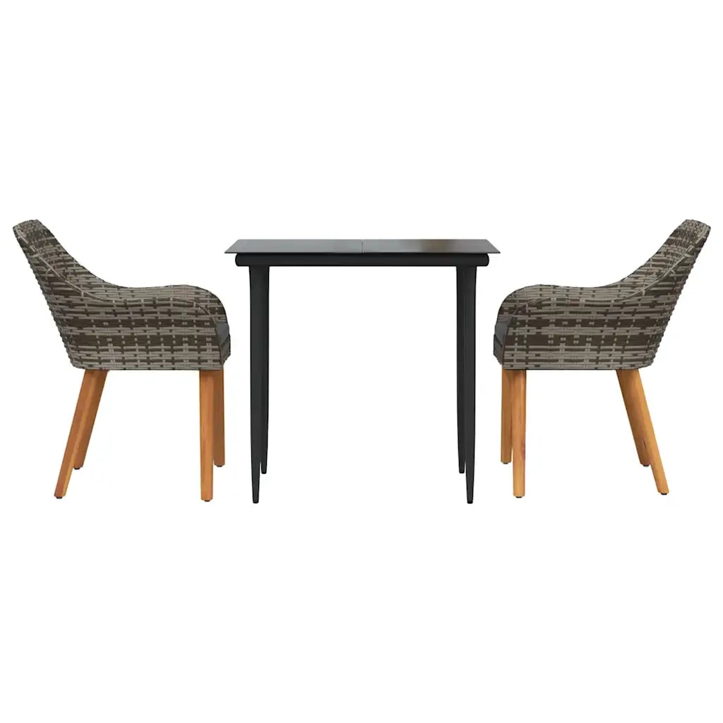 Set da Pranzo per Giardino con cuscino 3 pcs Grigio polyrattan 3261677