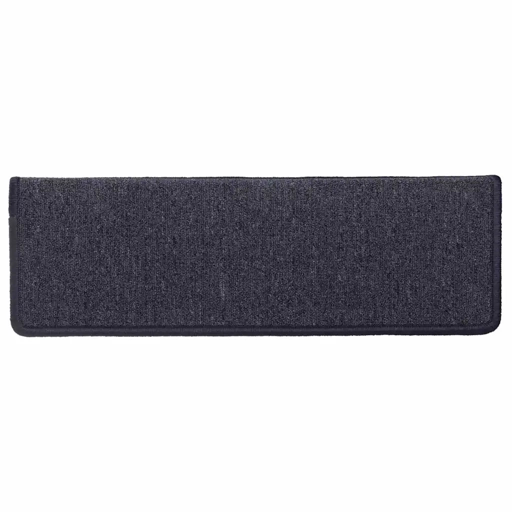Tappetini per scale 15 pz 65x21x4 cm Grigio scuro e blu con bordo rettangolare 326195
