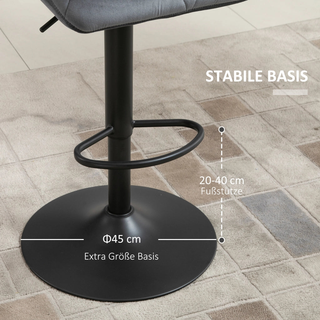 Sgabello da Bar Imbottito 2 Pezzi ¨C Minimal ¨C Grigio Tessuto Velluto Metallico