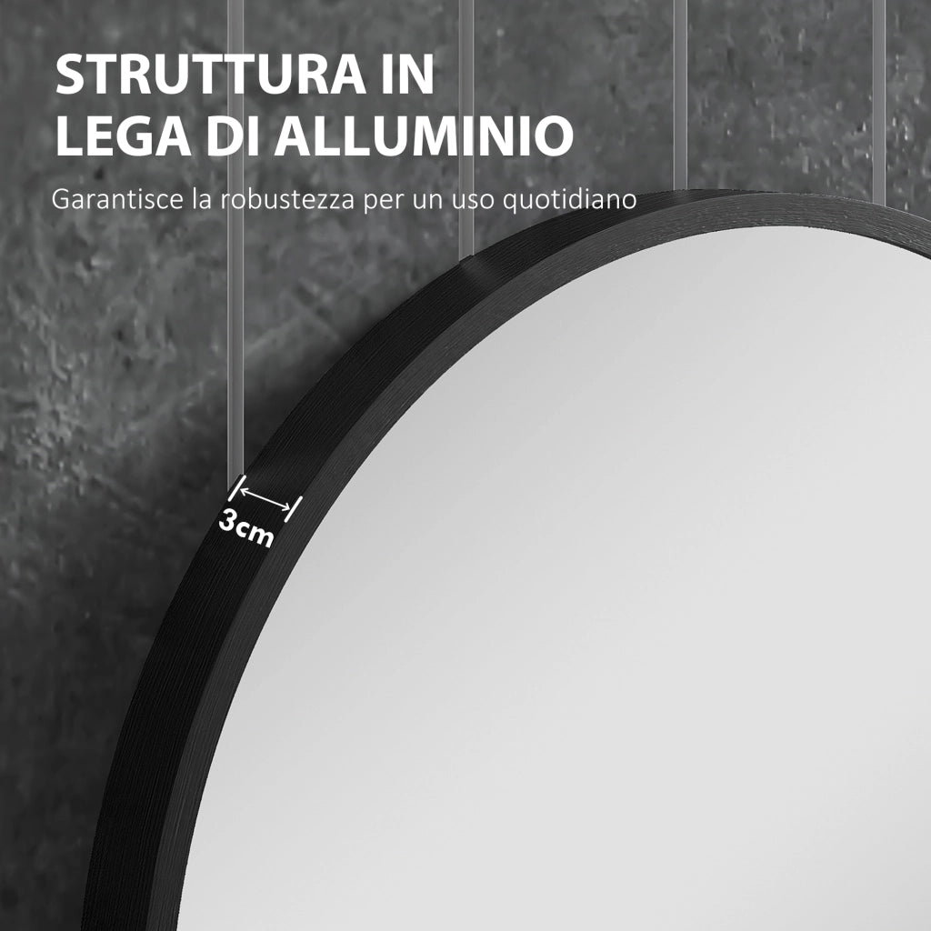 Specchio da Parete per Bagno Ovale ¨C Minimal ¨C Nero, Alluminio, 60x90cm