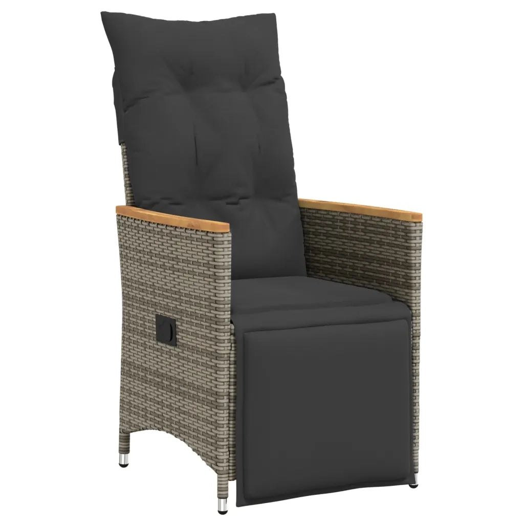Set Bistrò da Giardino 7 pz con Cuscini in Polyrattan Grigio 3276970