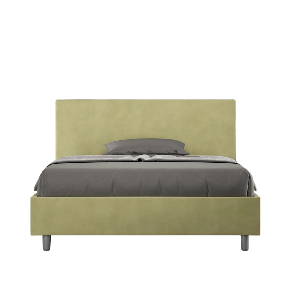 Letto Matrimoniale Francese 150x210 cm con Rete e Contenitore Adele Tè Verde