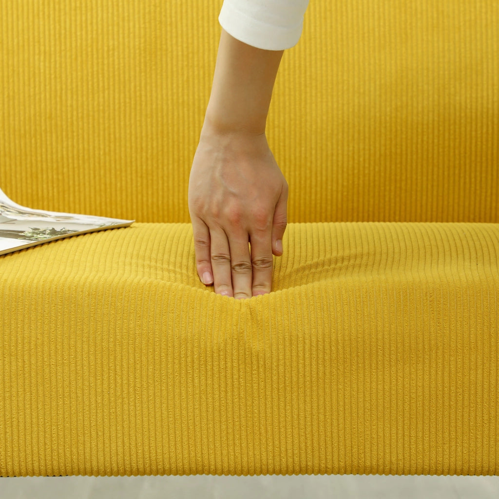 Divano 2 posti ¨C Minimal ¨C Tessuto corda giallo con gambe in legno