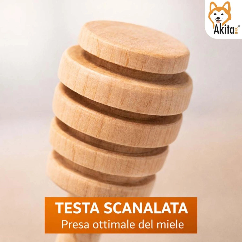 Akitaink 5 PZ Spargimiele in Legno di Loto 14 cm