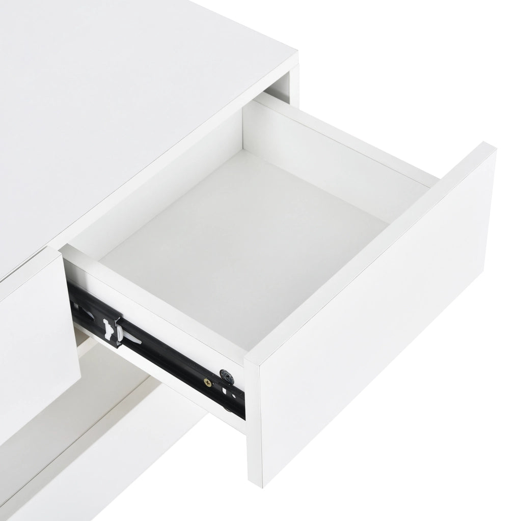 Mobile TV sospeso con LED e 4 cassetti in MDF bianco 130 cm