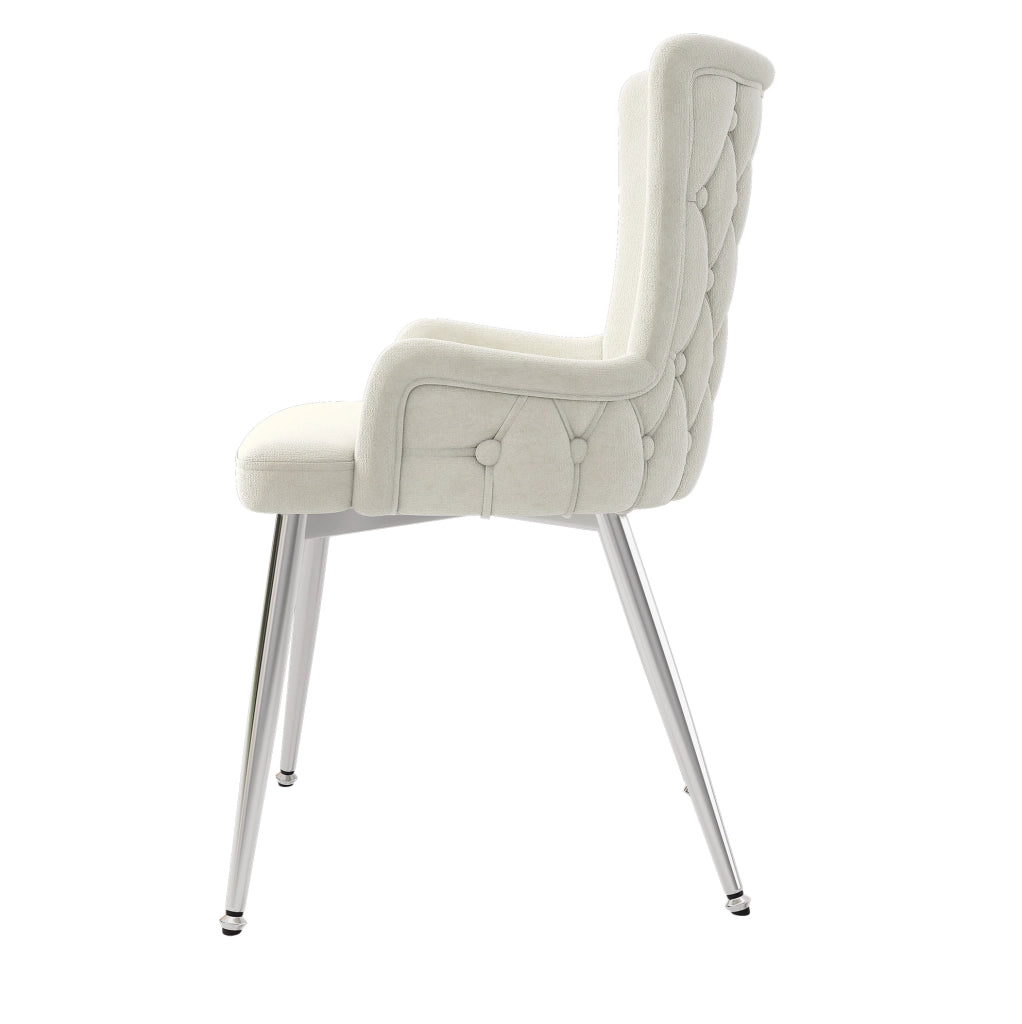 Sedia da pranzo in velluto; set da 2; gambe in metallo; beige