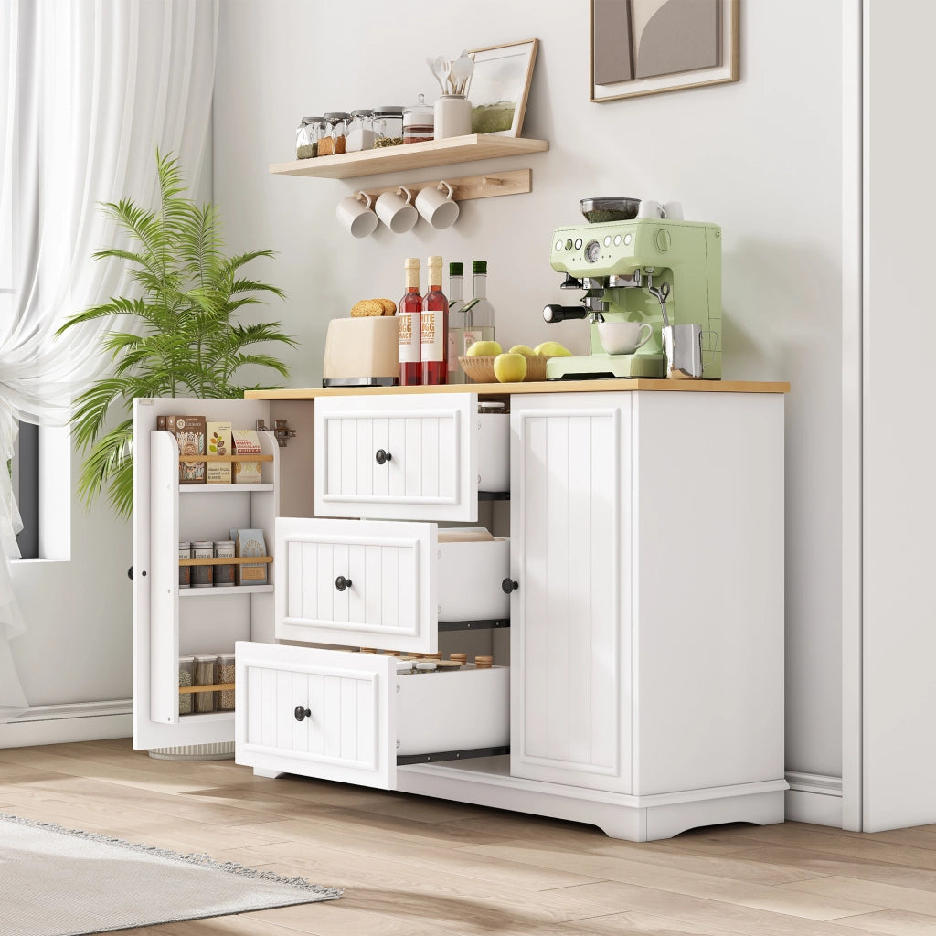 Credenza con 3 Cassetti e Ante ¨C Xylo ¨C Bianco, Legno