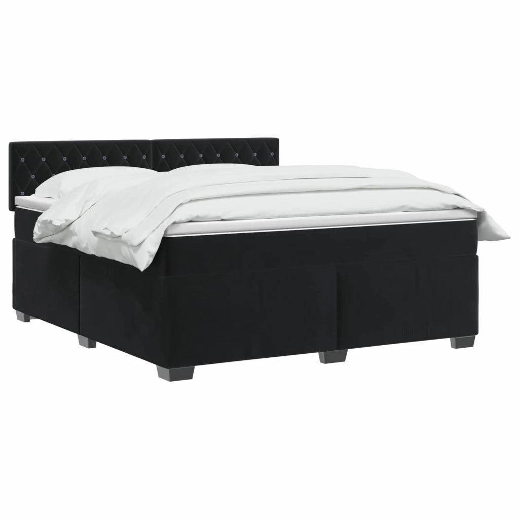 Letto con Box Spring, Materasso e LED Nero 180 x 200 cm Velluto 3452224