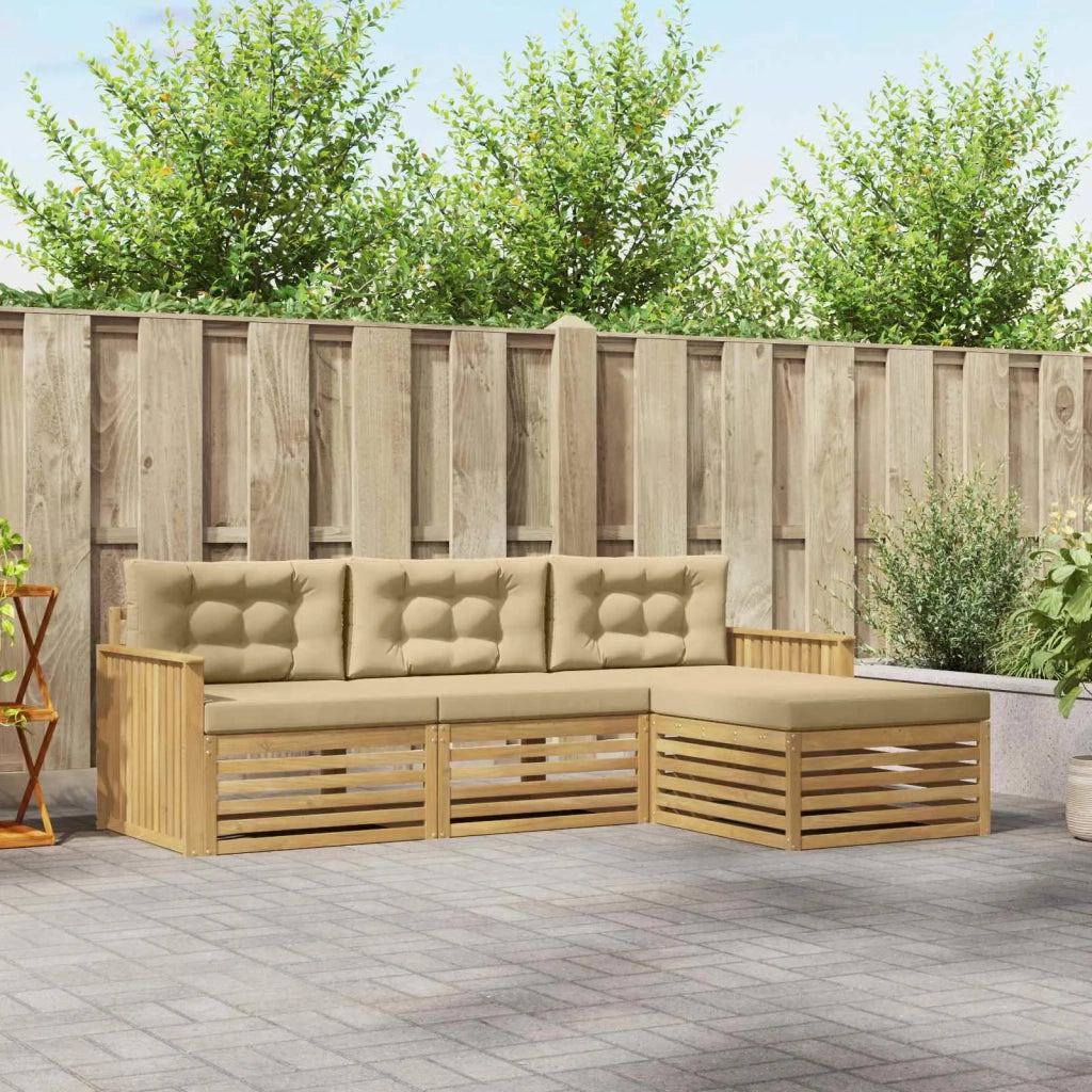 Set di divani da esterno 4 pz Bianco e Beige 3390283