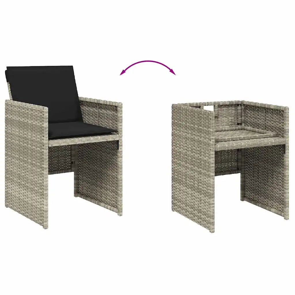 Set da Pranzo da Giardino 15 pz con Cuscini Grigio Polyrattan 3277822