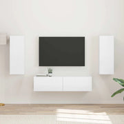 Set mobile TV 2 pcs Bianco Lucido Legno multistrato
