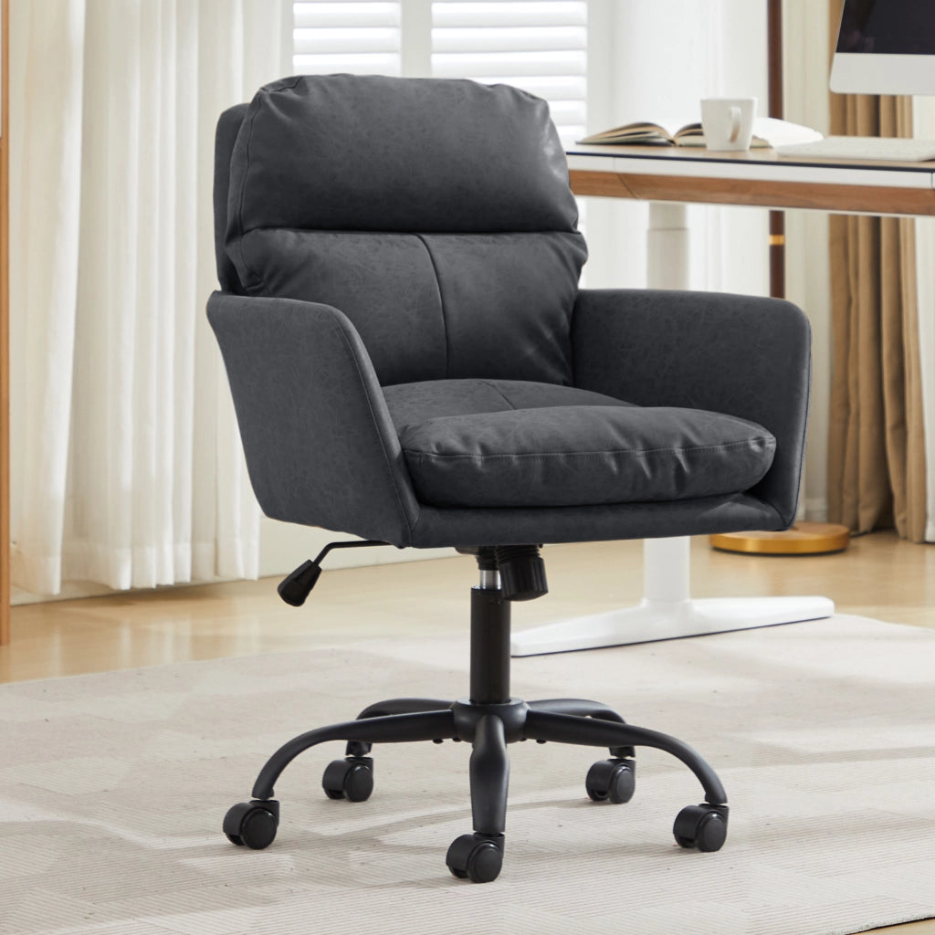Sedia da ufficio con altezza regolabile e design ergonomico per studio in PU nero