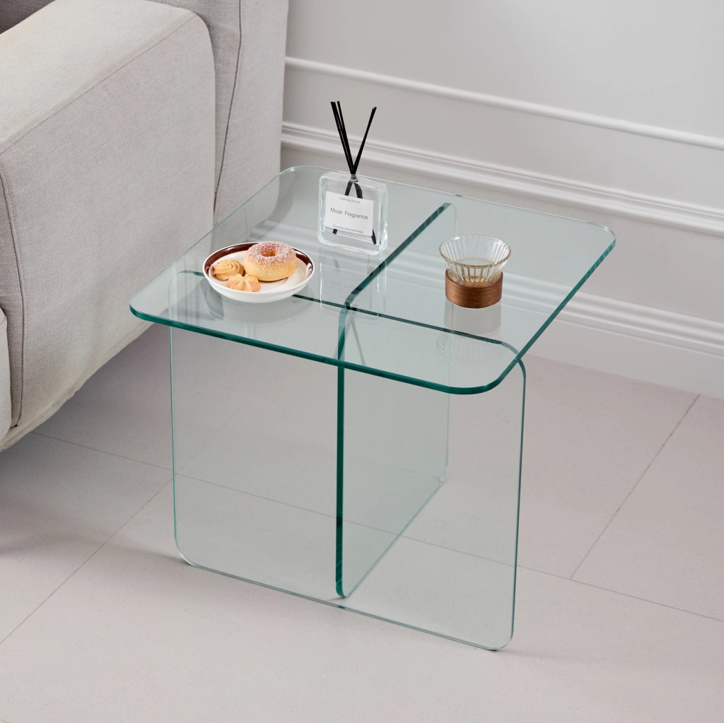 TAVOLINO Laterale 45x45x51 cm Vetro Trasparente