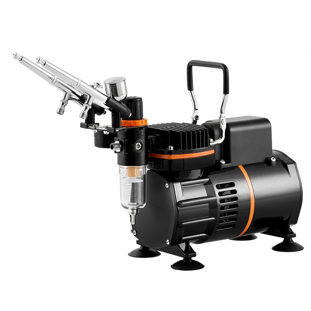 Airbrush Set, Air Compressor With Double Fan, Professional Airbrush System Set With 3 Airbrushes, Holder, Paint Mixing Wheel, Cleaning Brush Set, Airbrush Set For Art, Nails, Cookies, Make-up, Etc.