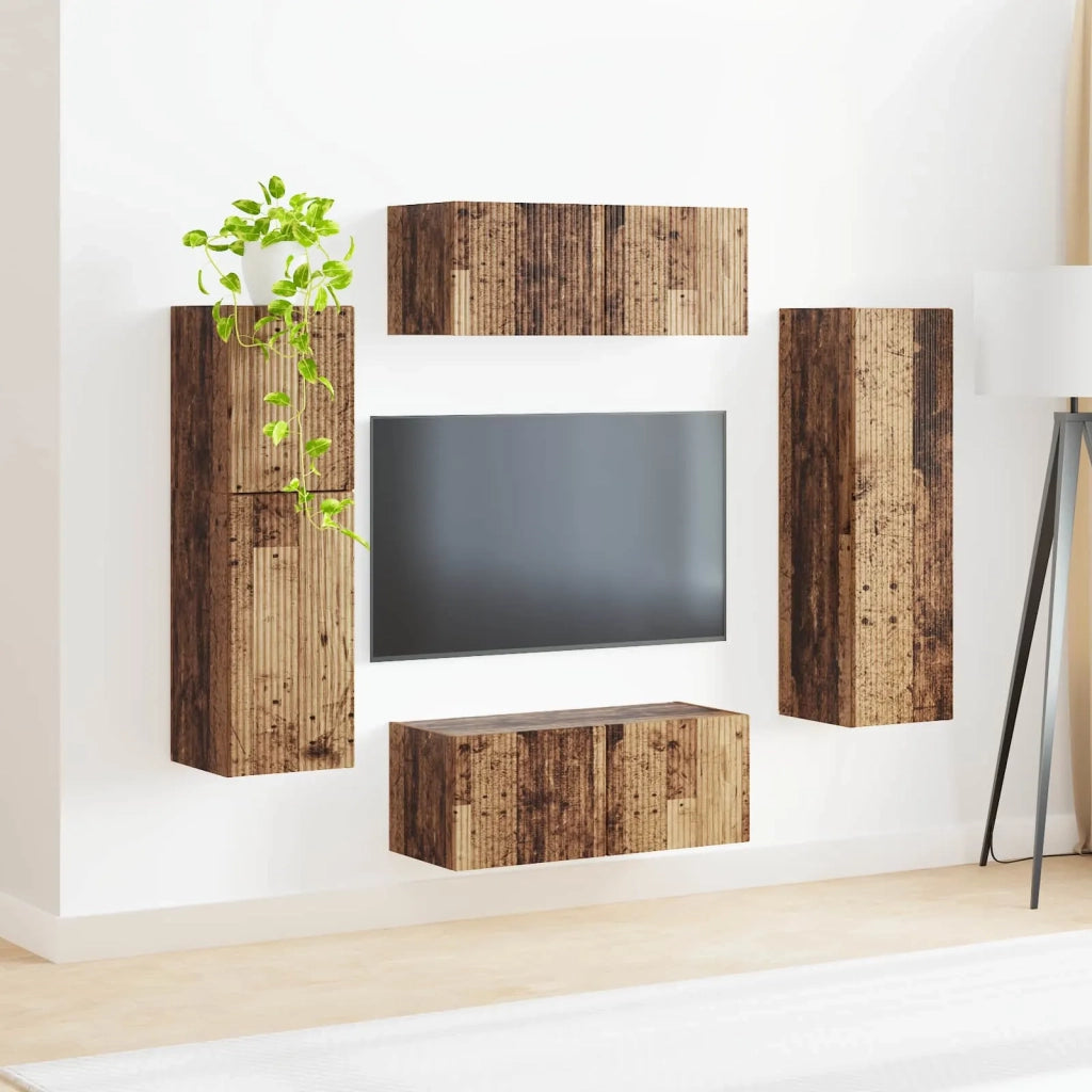 Set mobile TV 4 pcs Legno vecchio Legno multistrato