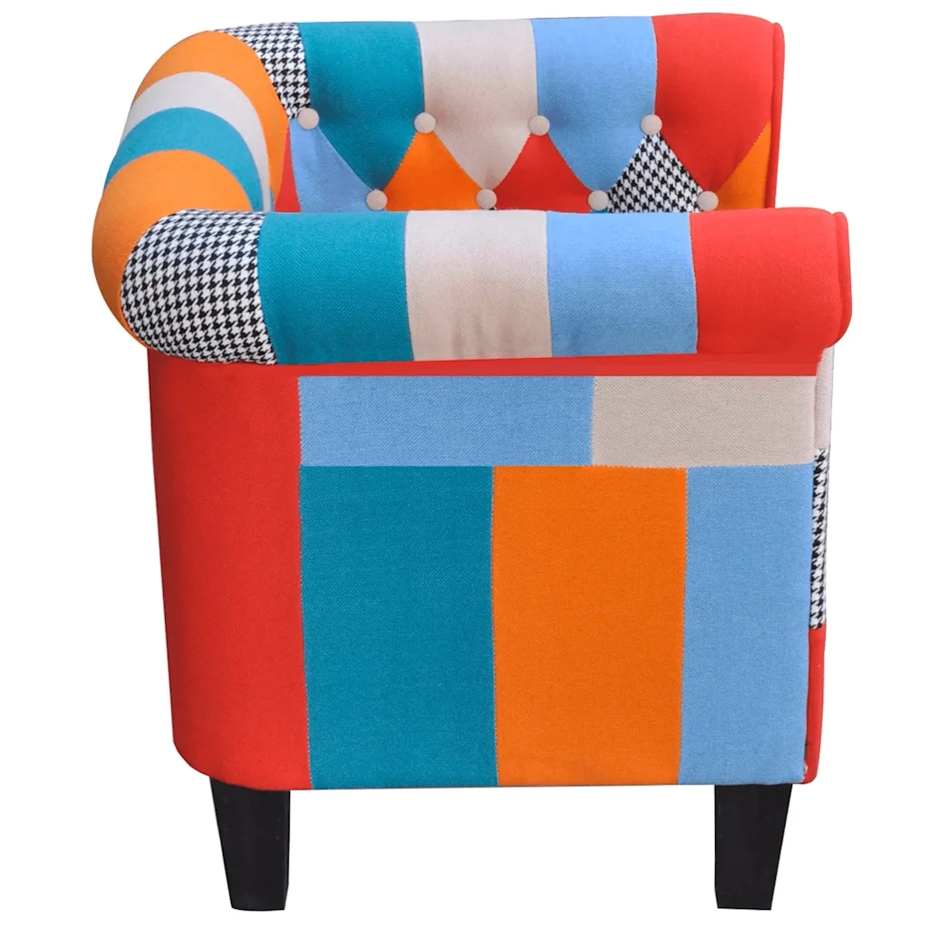 Poltrona con Design Patchwork in Tessuto 241027