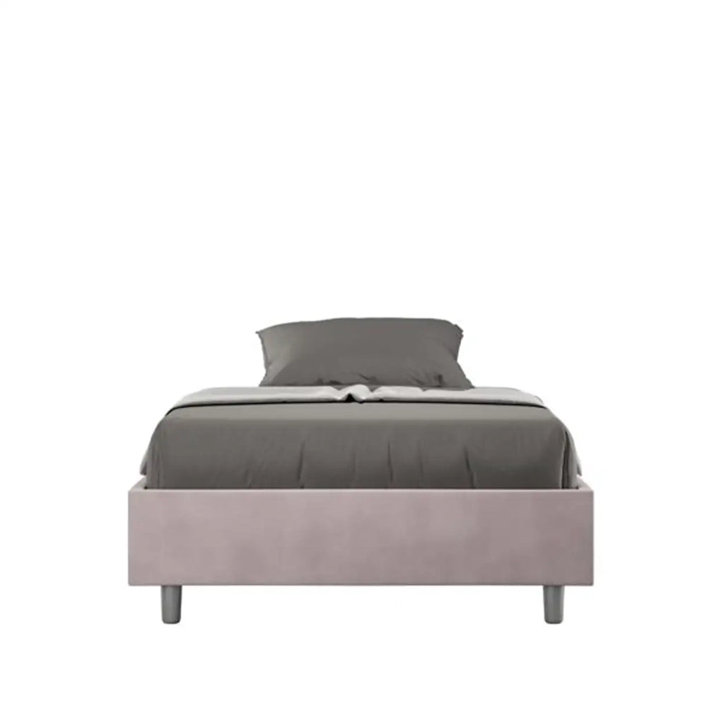 Letto una piazza e mezza contenitore imbottito 120x200 microfibra glicine Azelia