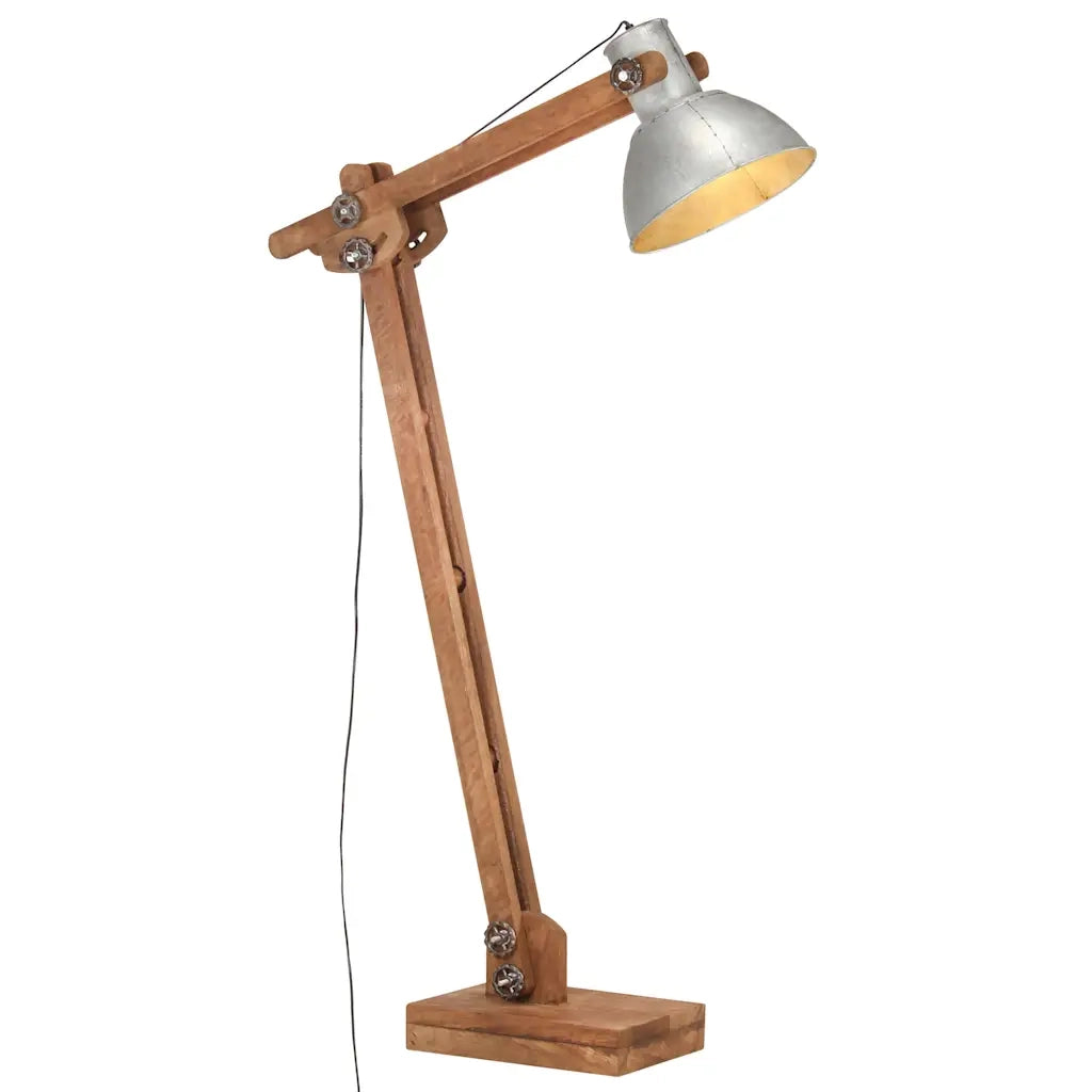 Lampada da Pavimento Argento in Legno Massello di Mango E27 320579