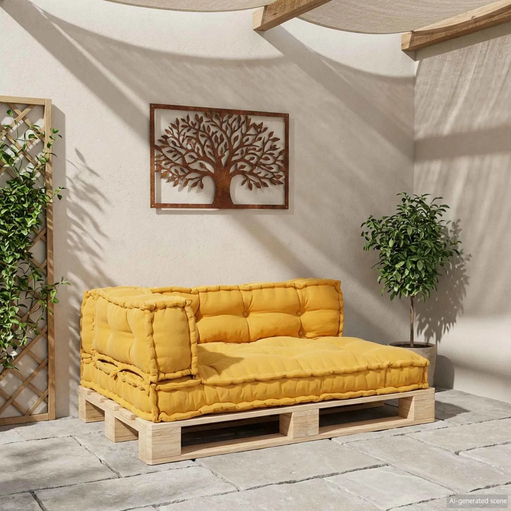 Cuscino per Divano Pallet 3 pz Tessuto Giallo 120 x 80 x 38 cm 4019092