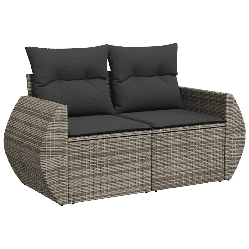 Set Divano da Giardino 9 pz con Cuscini Grigio in Polyrattan 3326611