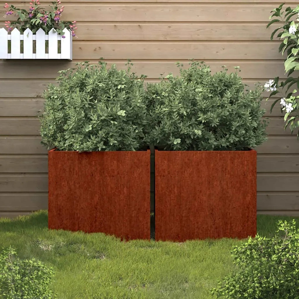Fioriere 2 pz 49x47x46 cm Acciaio Corten 821552