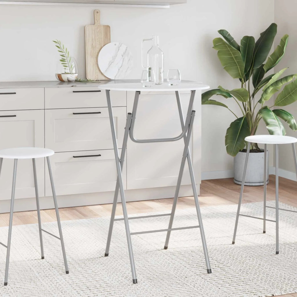 Tavoli da Bar Set 4 pz con Ripiano in MDF Bianco 60650