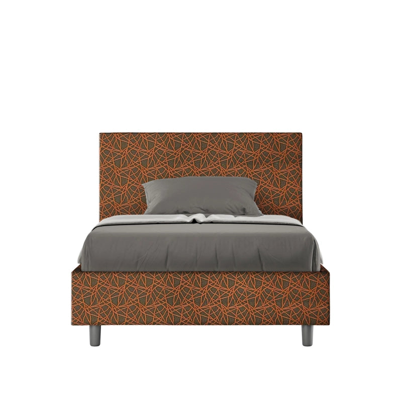 Letto imbottito 1 piazza e mezza 120x200 cm tessuto Era Adele - Senza rete,Arancione