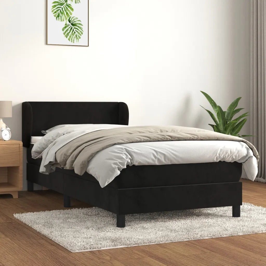 Giroletto a Molle con Materasso Nero 100x200 cm in Velluto