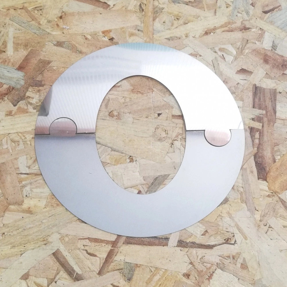 Semi rosone placca ellittica inox spessore 5 decimi aisi 304, diametro 250mm