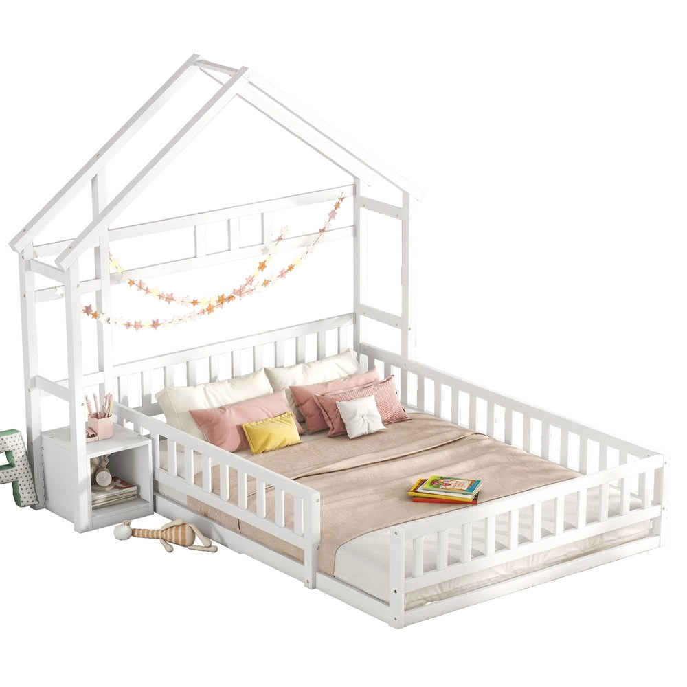 Letto per bambini con ringhiera e comodini ¨C Minimal ¨C Bianco 140x200cm