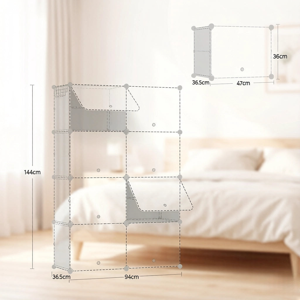 SCARPIERA 36,5x94x144 cm Bianca in ABS, Metallo e PP