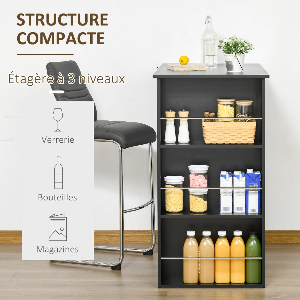 Tavolo da bar ¨C Minimal ¨C 112x57x106 cm, nero, 3 ripiani
