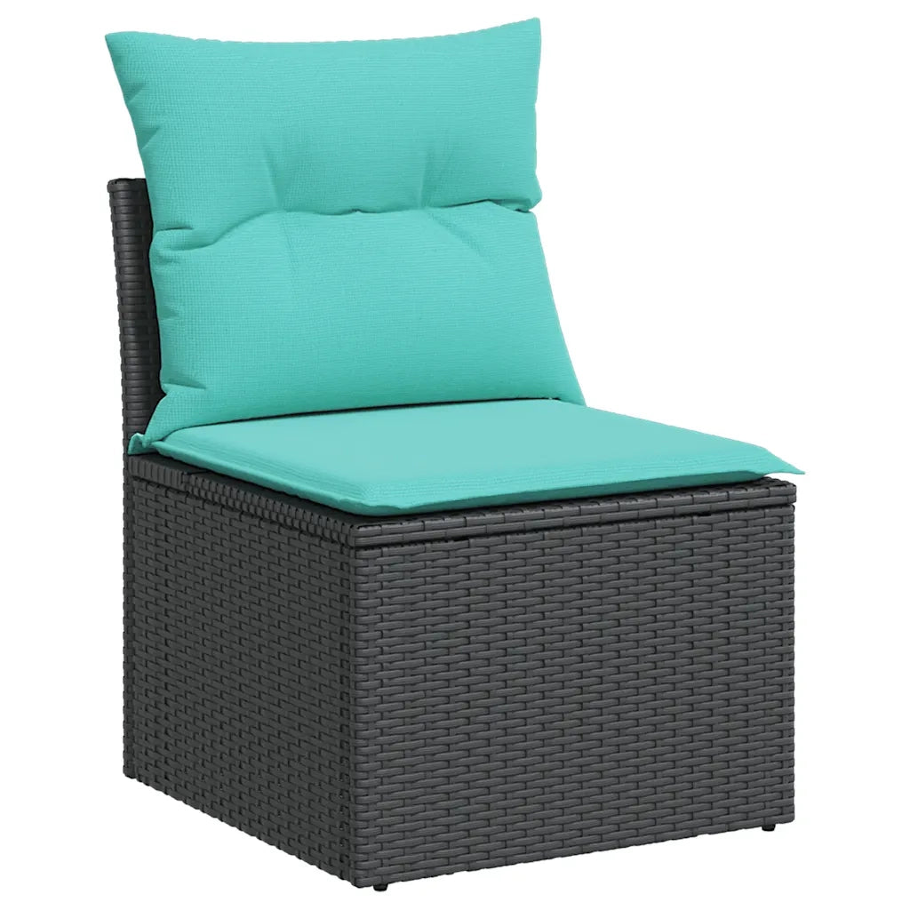 Set Divani da Giardino 11 pz con Cuscini in Polyrattan Nero 3227170