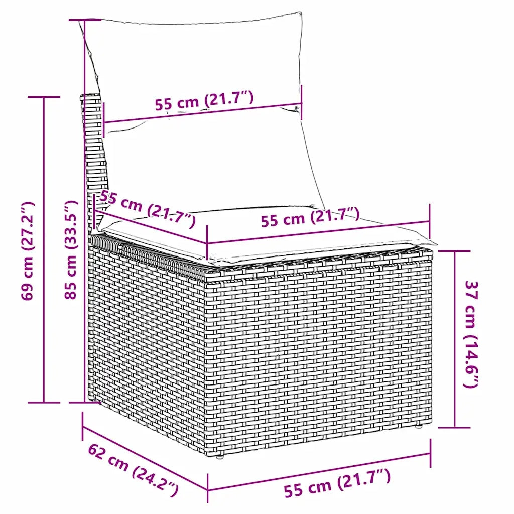 Set Divano da Giardino con cuscino 6 pcs Marrone Poly Rattan 3346058