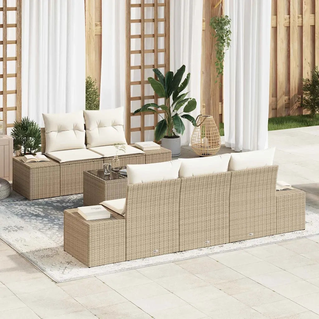 Set Divano da Giardino 6 pcs Beige e Crema polyrattan 3355610