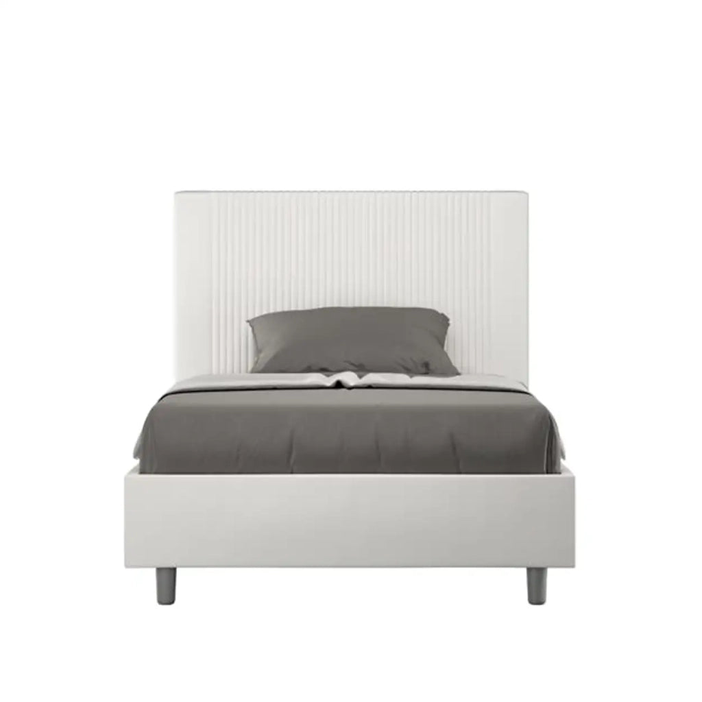 Letto una piazza e mezza senza rete imbottito 120x200 similpelle bianco Goya