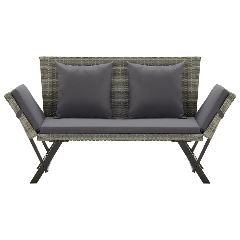 Panchina da Giardino con Cuscini 176 cm in Polyrattan Grigio 46232