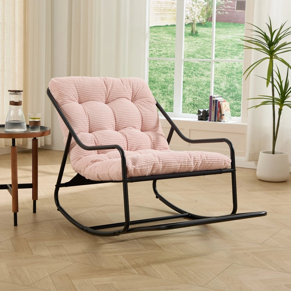 Poltrona a Dondolo con Cuscino ¨C Xylo ¨C Nero/Rosa