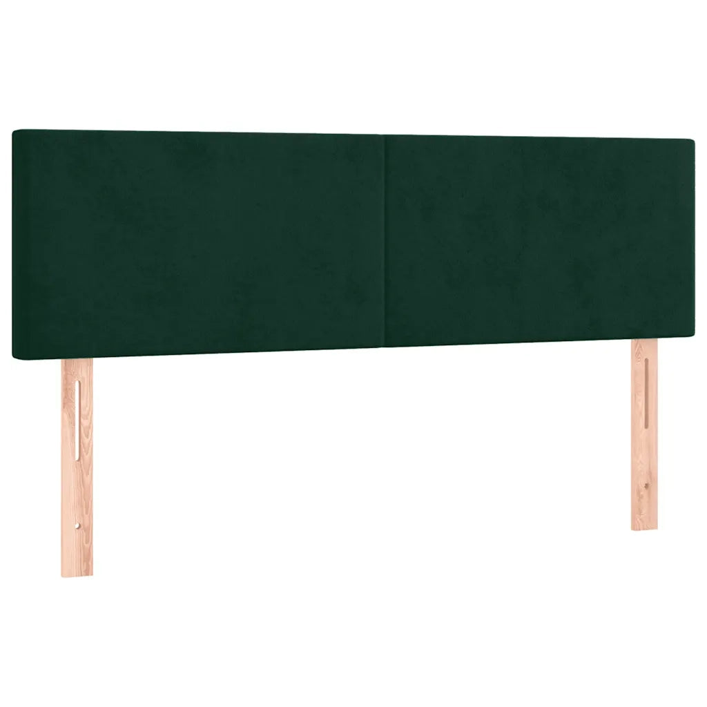Letto a Molle con Materasso e LED Verde Scuro 140x200cm Velluto