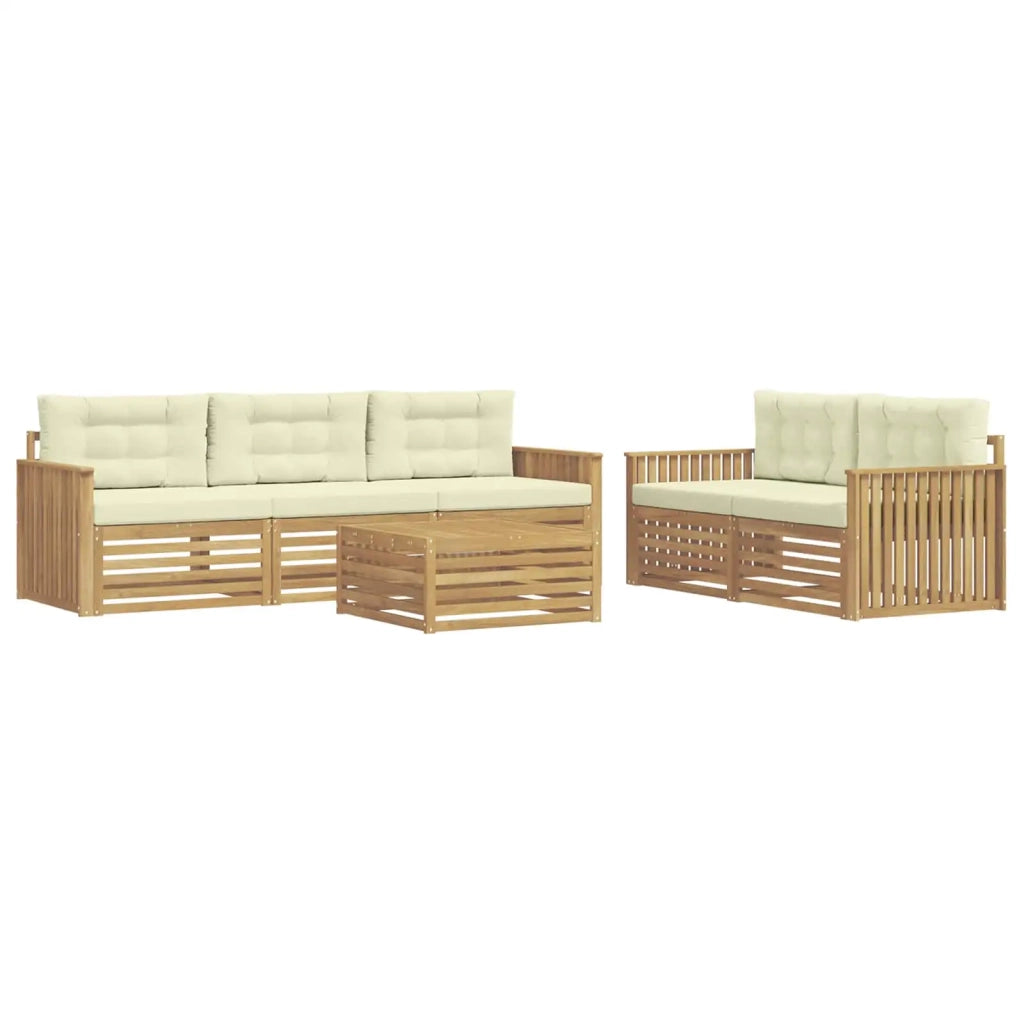 Set di divani da esterno 6 pz Bianco e Crema 3390040