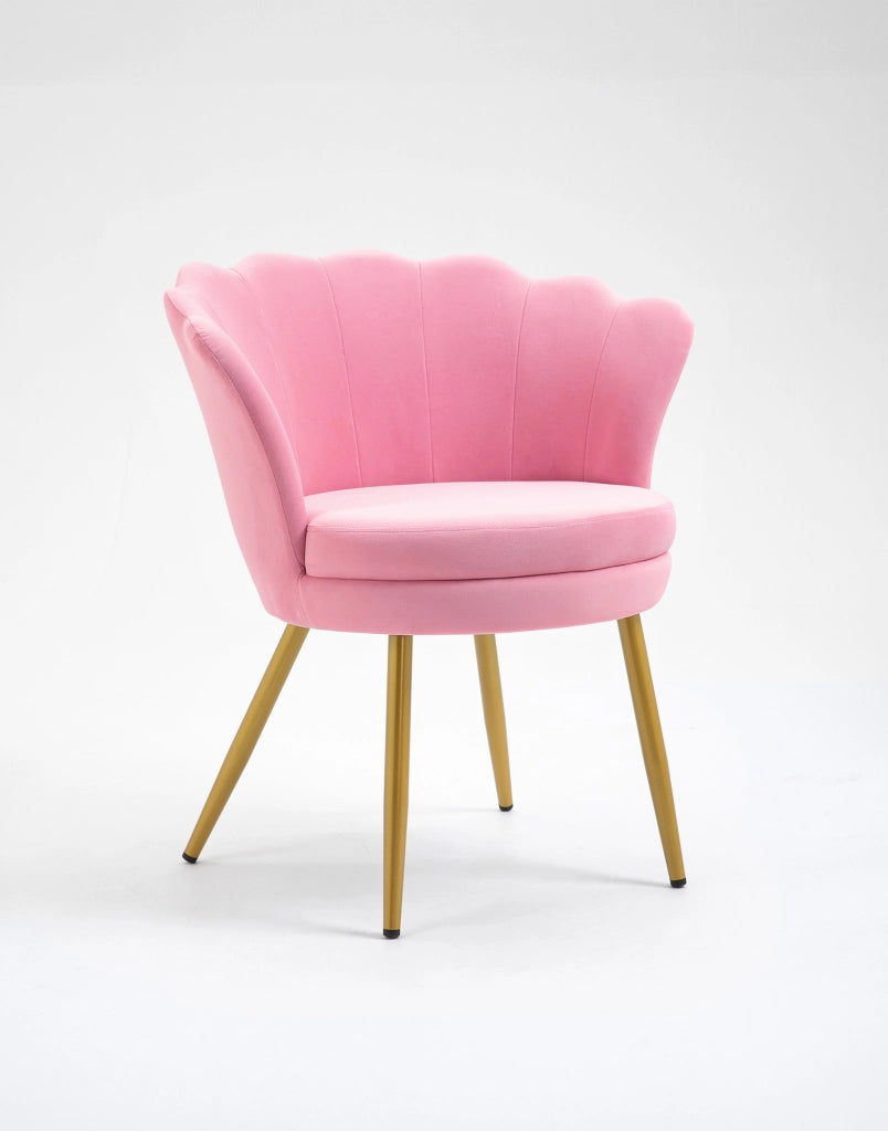 Poltrona Conchiglia Camera da Letto in Velluto Design Moderno Maddina RosaCipria