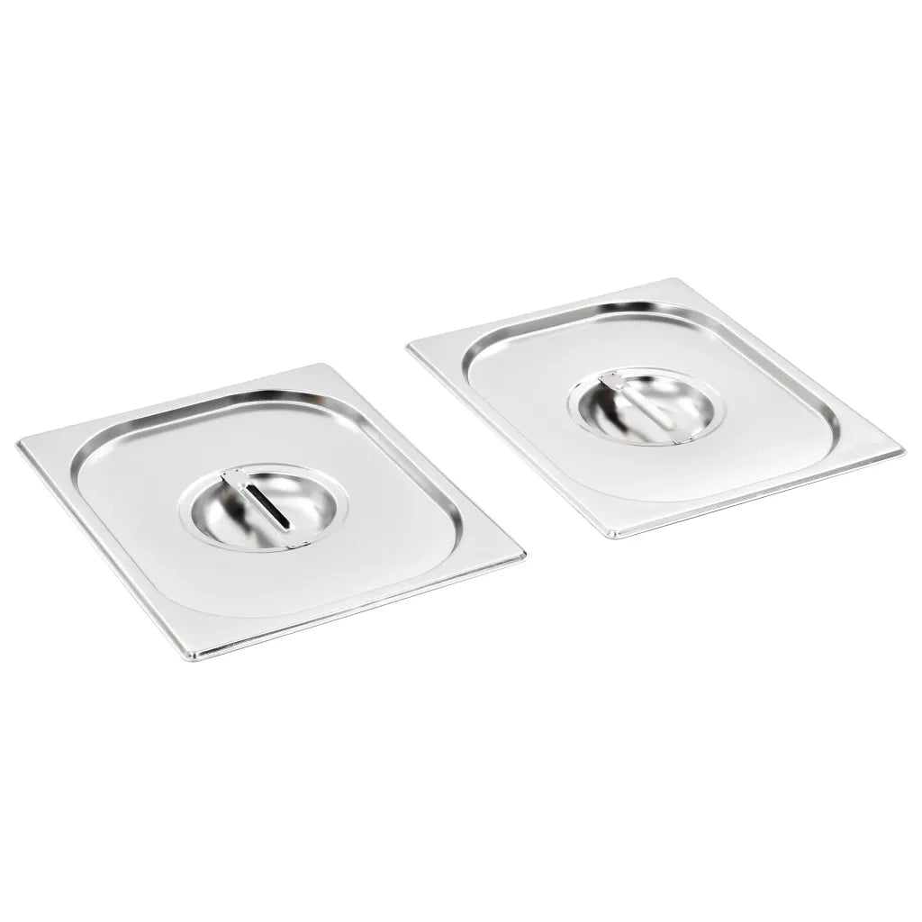 Set di 2 coperchi per vassoio GN 1/2 325 x 265 mm in acciaio inox argentato 02_0045989